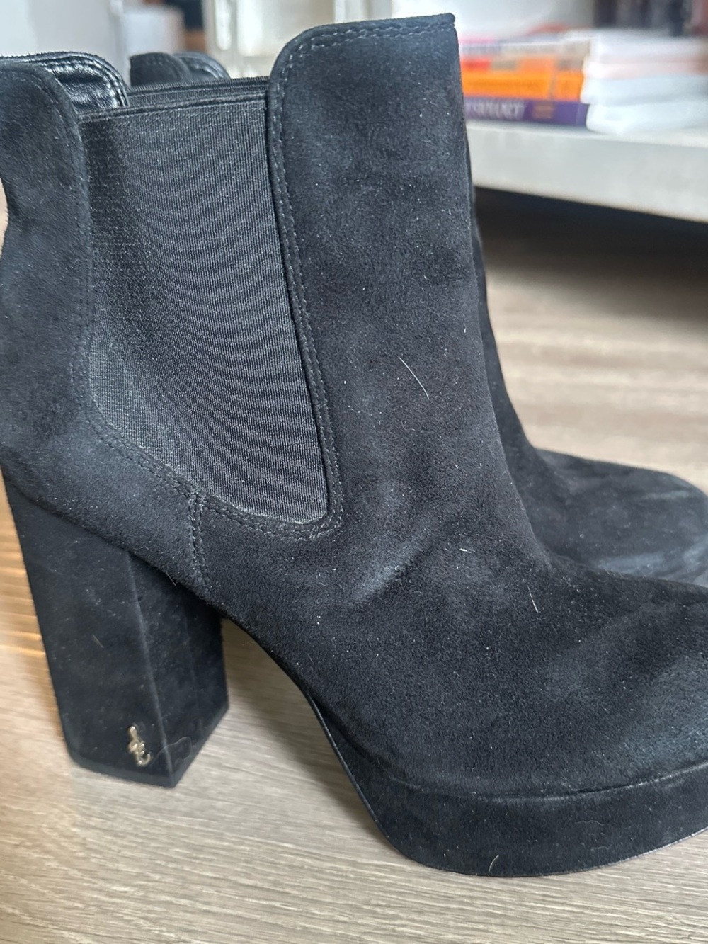 Sam Edelman Black Suede Platform Ankle Boots - Women
